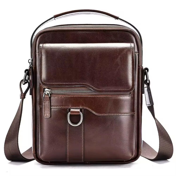 Men's High-Quality Genuine Leather Shoulder Satchel: Top Handle, Messenger & Crossbody Bag