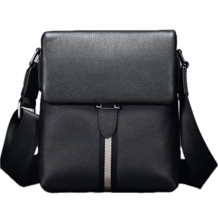 Men's Genuine Leather Business Crossbody Bag with Adjustable Strap - Luxury Satchel