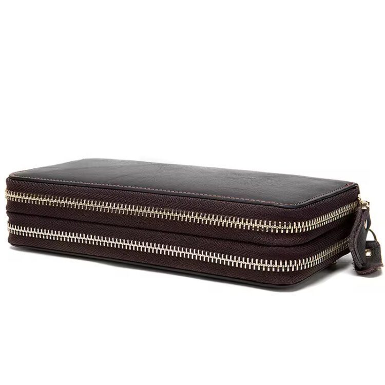 Men's Genuine Leather Long Wallet: Large Capacity, Phone Pouch, Clutch & Purse