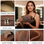 3061 compact design men genuine leather toiletry bag for business travel