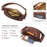 Zipper hardware of men genuine leather chest bag 9261 secure pocket function