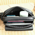 men's leather shoulder bag with smart storage, elegant design.