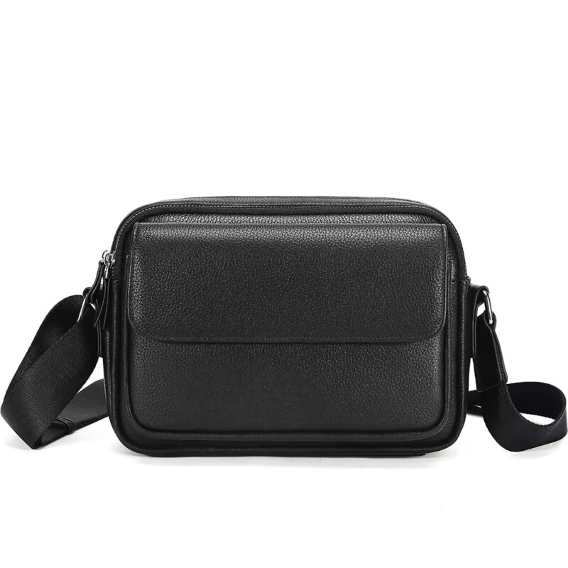 men's leather shoulder bag with smart storage, elegant design.